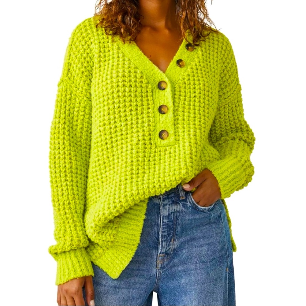 Free People Whistle Thermal Henley Sweater